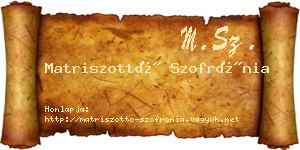 Matriszottó Szofrónia névjegykártya